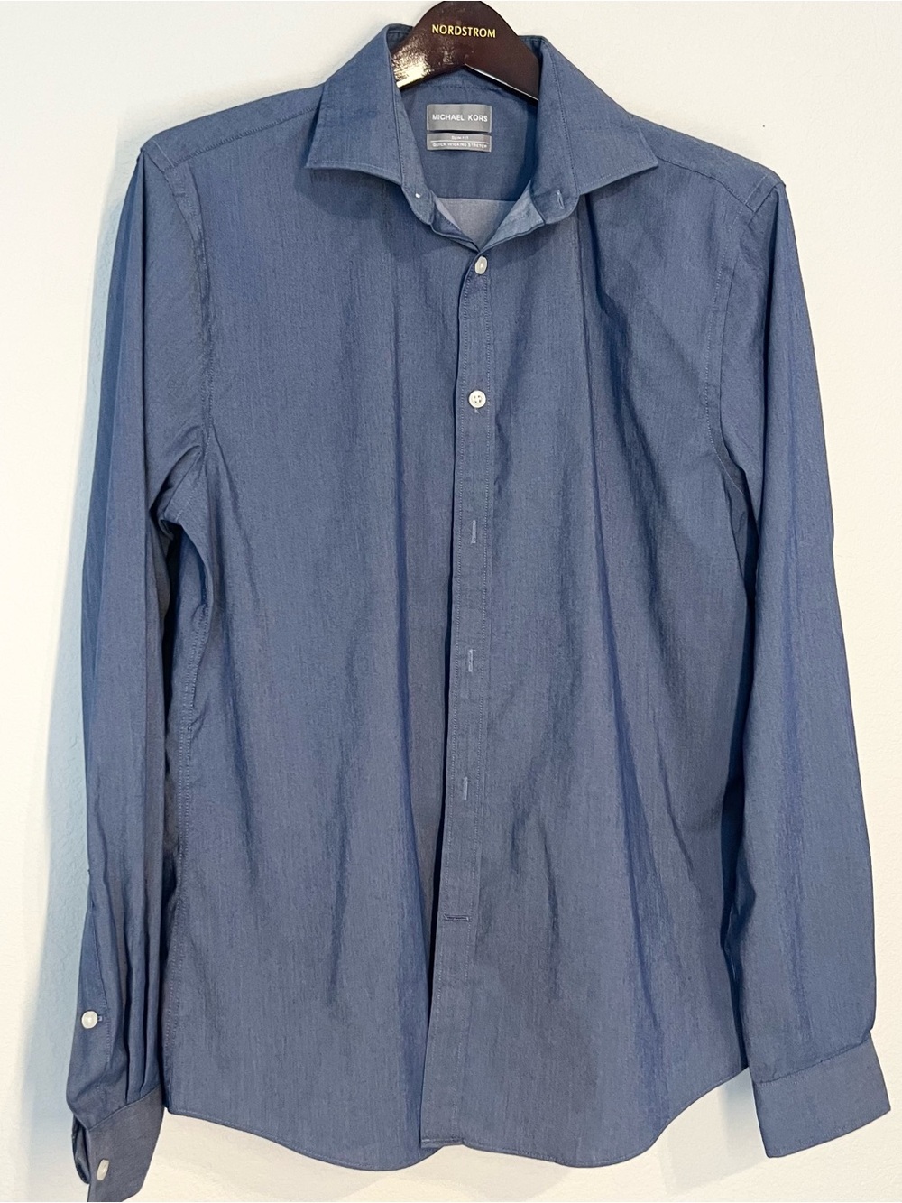 Michael Kors Men's Blue Button-Down Dress Shirt